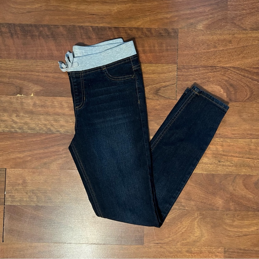 Girls Dark Blue Jeans with Gray Waistband XL X-Large